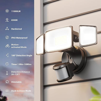 Onforu 100W LED Motion Sensor Outdoor Lights, Dusk to Dawn Flood Light Outdoor - Image 2