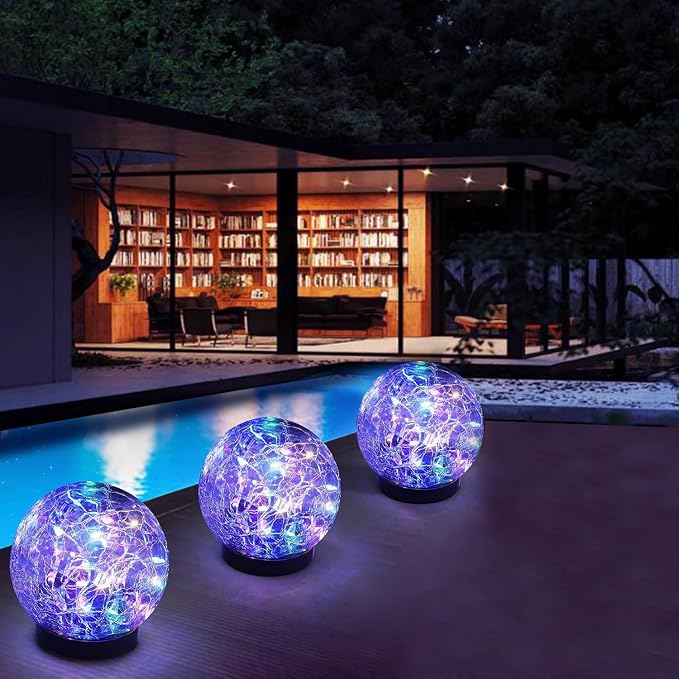 SyouHome Solar Garden Lights Outdoor Waterproof, 6 Pack Cracked Glass Ball Light - Image 6