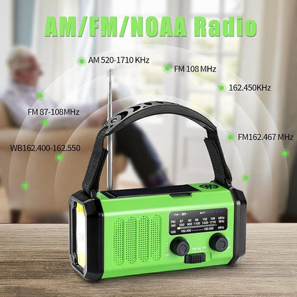 Leaton Emergency Radio with Solar/Hand Crank/USB Charging, 10000mAh - Image 3