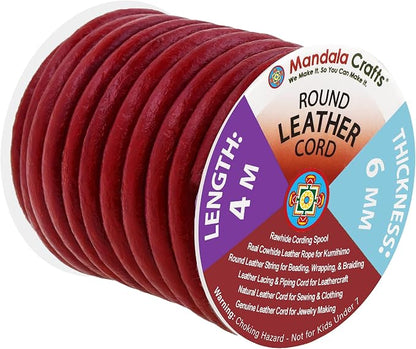 Mandala Crafts Round Genuine Burgundy Leather Cord by MandalaCrafts