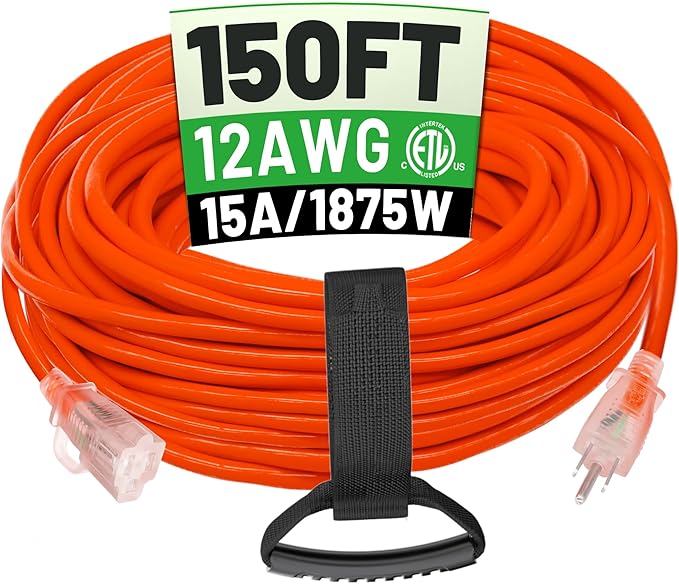 POWGRN 150 ft 12/3 Outdoor Extension Cord Waterproof Heavy Duty by POWGRN