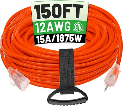 POWGRN 150 ft 12/3 Outdoor Extension Cord Waterproof Heavy Duty by POWGRN
