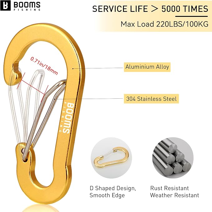 Booms Fishing CC5 Multi-Use Carabiner Clips, 10 Pack 2.3"/ 3.1" Caribeener Clips - Image 2
