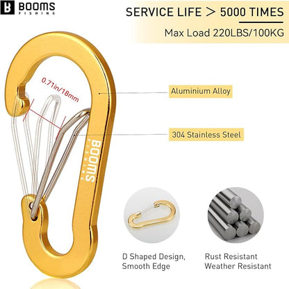 Booms Fishing CC5 Multi-Use Carabiner Clips, 10 Pack 2.3"/ 3.1" Caribeener Clips - Image 2
