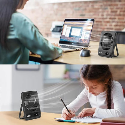 WHATOOK Small Desk Fan Personal Fans: 5000mah 25 Hours Battery Office Quiet - Image 2