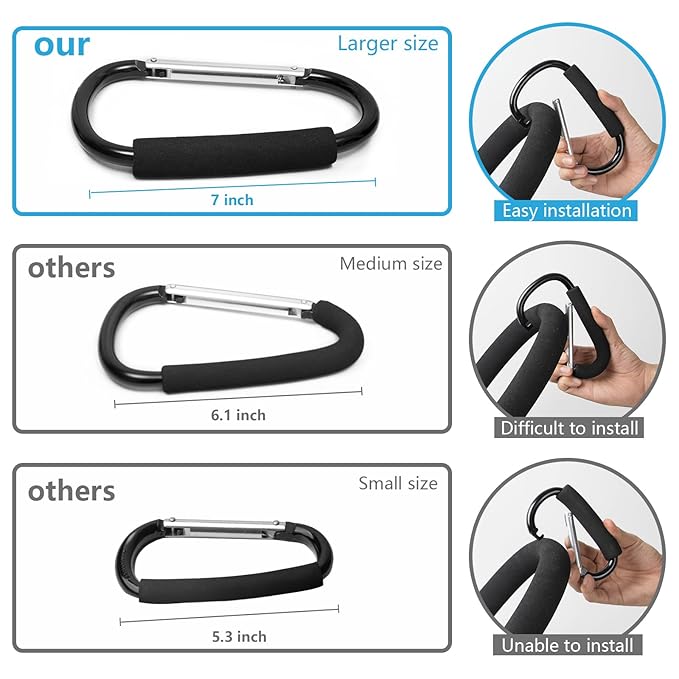 Baby Stroller Hooks for Hanging Diaper Bags, 2 Pack Stroller Hooks for Hanging - Image 2