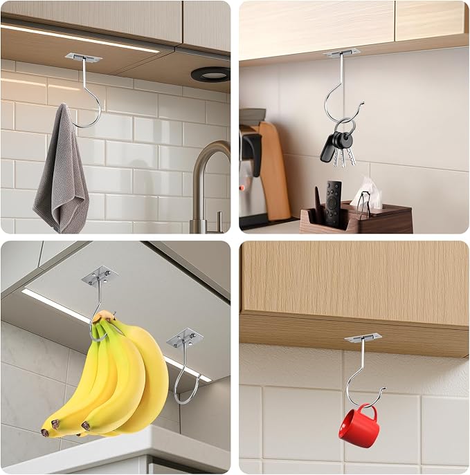 2PCS Banana Hook Under Cabinet, Adhesive Bananas Hanger - Image 7