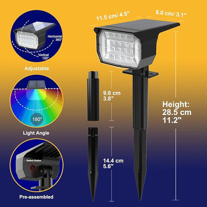 nipify 1 Pack Solar Spot Lights Outdoor Color Changing, 7 Modes Halloween RGB - Image 6