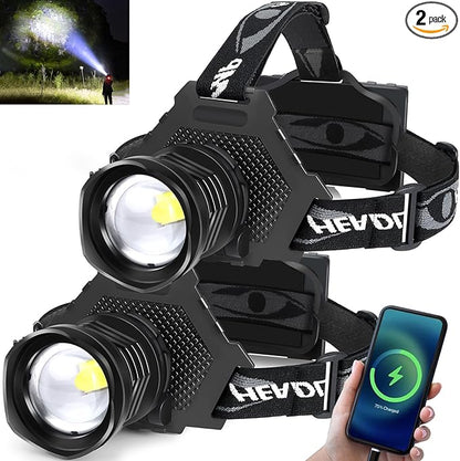 Rechargeable LED Headlamp 1080 Lumen, Super Bright Head Lamp Flashlight by Aikertec