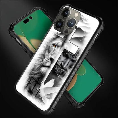 for iPhone 11 Pro Max Case, Lion Cross Jesus Christ Dove Pattern Graphic Design - Image 2