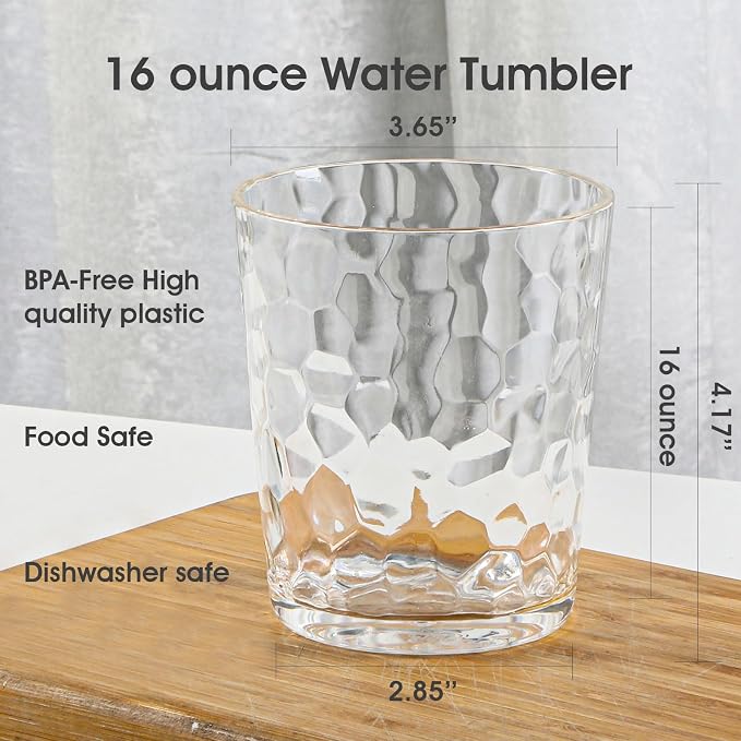 BPA-Free Plastic Tumblers 6 Pack | Reusable Dishwasher Safe | Stackable - Image 2