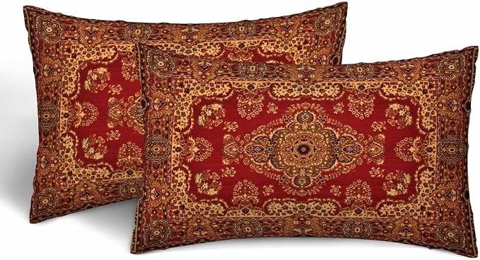 Red Oriental Persias Couch Pillow Covers 12 X 20 Boho Set of 2 Pillowcases by Unknown