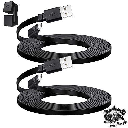2-Pack 30 ft Cable for WYZE Cam Pan V3 Outdoor Camera, Micro USB 90 Degree by YEAOI