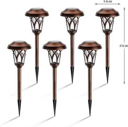 GIGALUMI 6 Pack Solar Pathway Lights Outdoor, Metal Glass & ABS Solar Landscape - Image 3