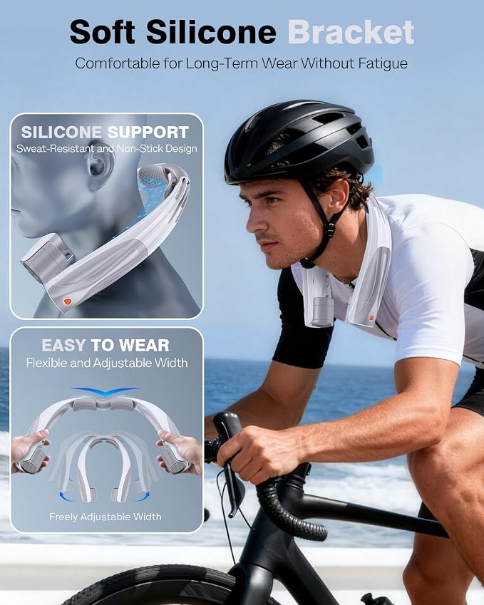 Portable Neck Fan, 6000mAh Personal Fan, 360° Cooling Rechargeable Wearable Fan - Image 6