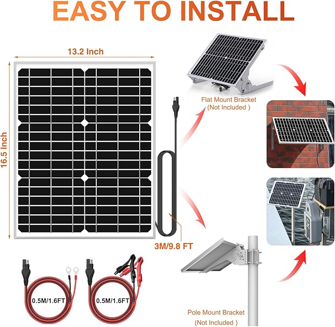 SUNER POWER 24V 20W Solar Battery Charger Maintainer, Built-in Ultra Smart MPPT - Image 7