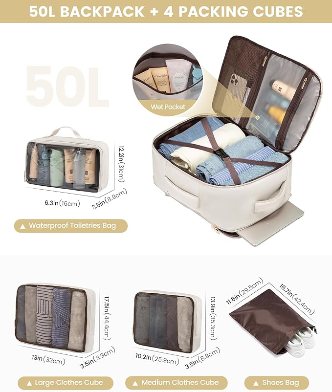 LOVEVOOK Large Travel Backpack for Women, 50L Carry on Backpack for Airplanes - Image 5