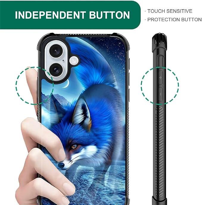 for iPhone 16 Case, Snowy Mountain Fox Lake Pattern Graphic Design Girl Boy - Image 6