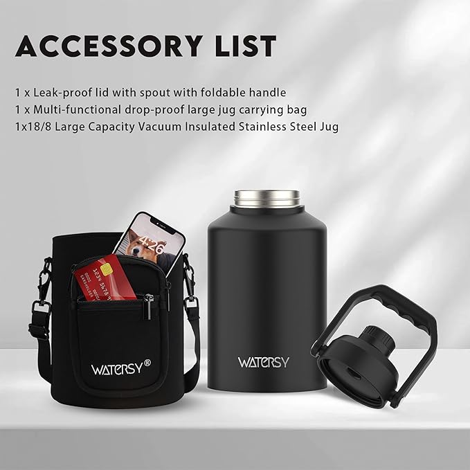 WATERSY 1 Gallon Water Bottle Insulated, BPA Free&Leak Proof, 128oz Stainless - Image 6