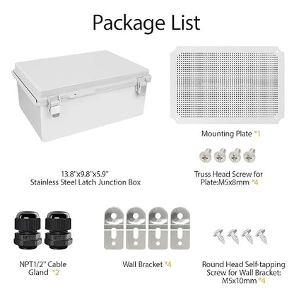 LeMotech Electrical Box, IP67 Waterproof Hinged Cover Stainless Steel Latch - Image 8