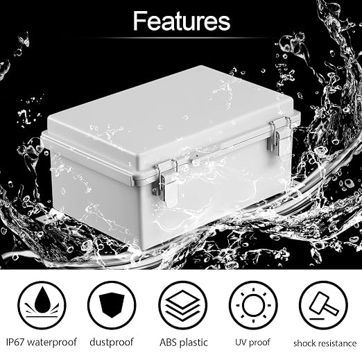 LeMotech Electrical Box, IP67 Waterproof Hinged Cover Stainless Steel Latch - Image 3