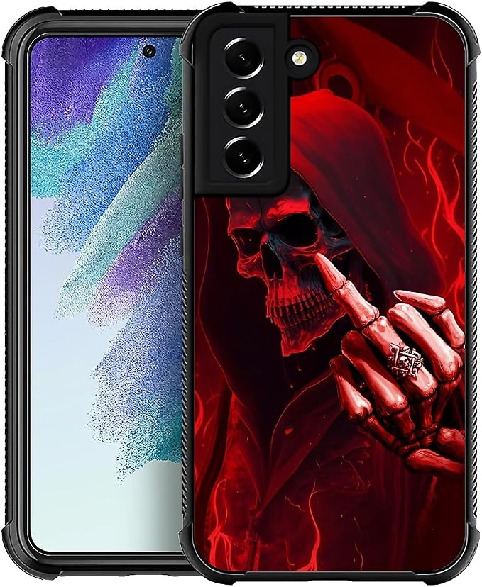 for Samsung Galaxy S22 Case, Gestures Funny Skull Pattern Graphic Design Girl by FKBRCL4U