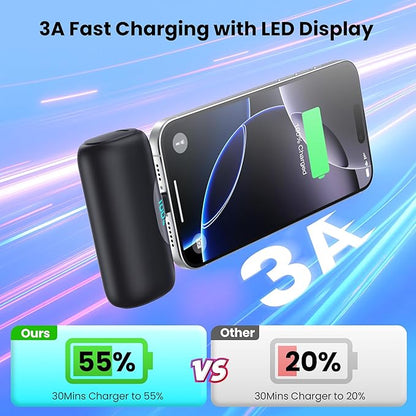 Mini Portable Charger for iPhone 17/16, 5500mAh LCD Display USB C Power Bank - Image 3