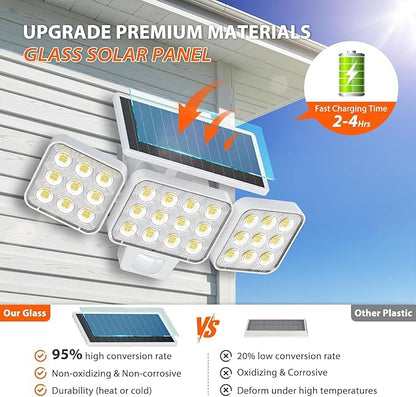 WdtPro Solar Lights Outdoor Motion Sensor 4Pack, 3500LM Bright Solar Flood - Image 4