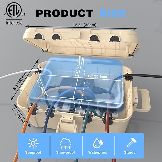 Flemoon Outdoor Electrical Box Waterproof, IP54 Waterproof Extension Cord Cover - Image 3