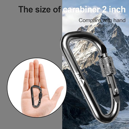 6PCS Carabiner Keychain, 2 inch Aluminum D-Clip Caribeener - Image 3