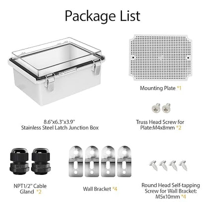 LeMotech Electrical Box, IP67 Waterproof Hinged Clear Cover Stainless Steel - Image 8