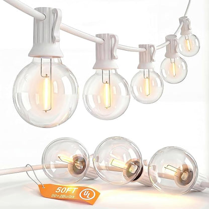 SUNSGNE G40 Globe White String Lights Outdoor - 100FT White Patio Lights by SUNSGNE