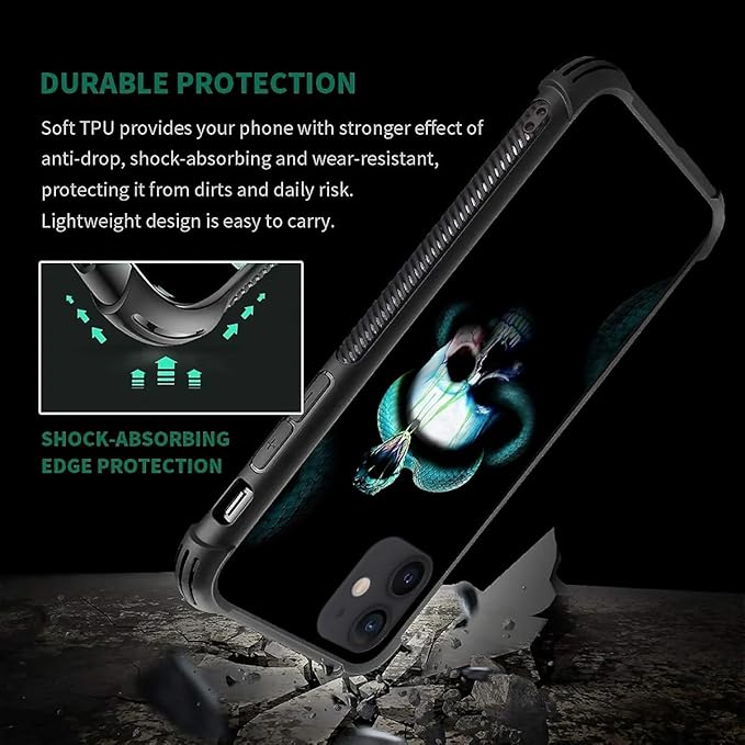 for iPhone 12/12 Pro Case, Skeleton Winding Snake Pattern Graphic Design Girl - Image 6