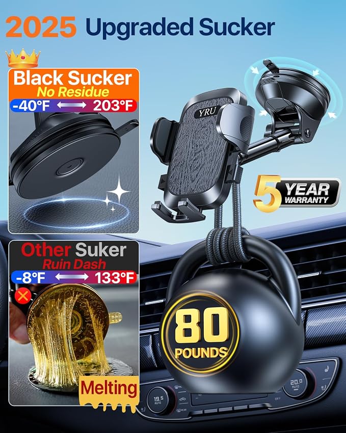 YRU True Upgrade for Safety Car Phone Holder Mount Patent & Military-Grade - Image 2