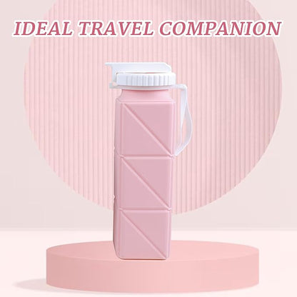 EOBTAIN Pink Travel Collapsible Water Bottle - Image 3
