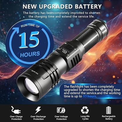 Rechargeable LED Flashlights 10000.00 High Lumens,   High Powered - Image 9