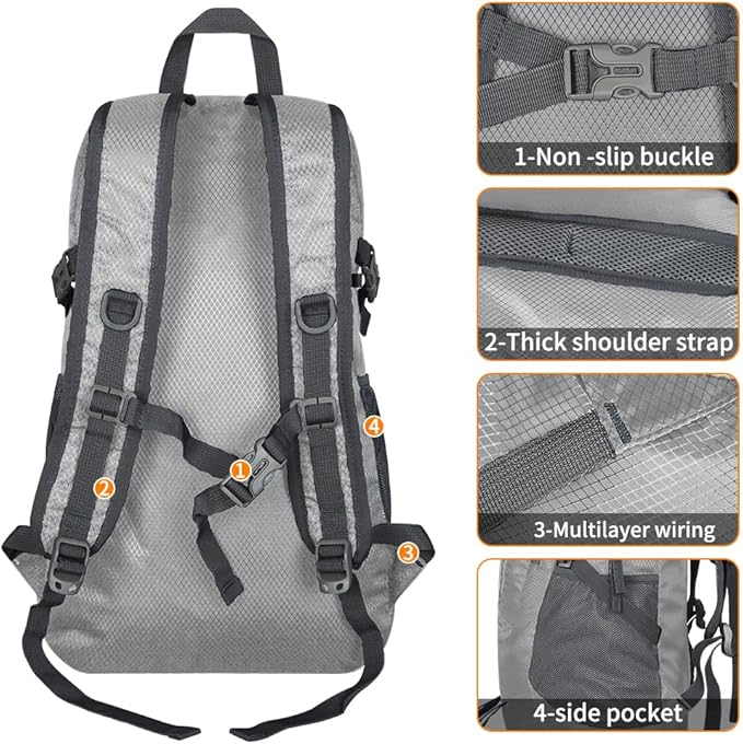 30L Large capacity Lightweight Packable Foldable Backpack，women and men Hiking - Image 4