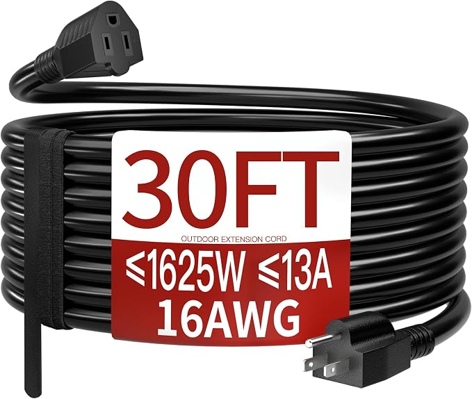 16/3 13A 125V 1625W 30 FT Outdoor Extension Cord Waterproof, Weatherproof & by Skrizcable