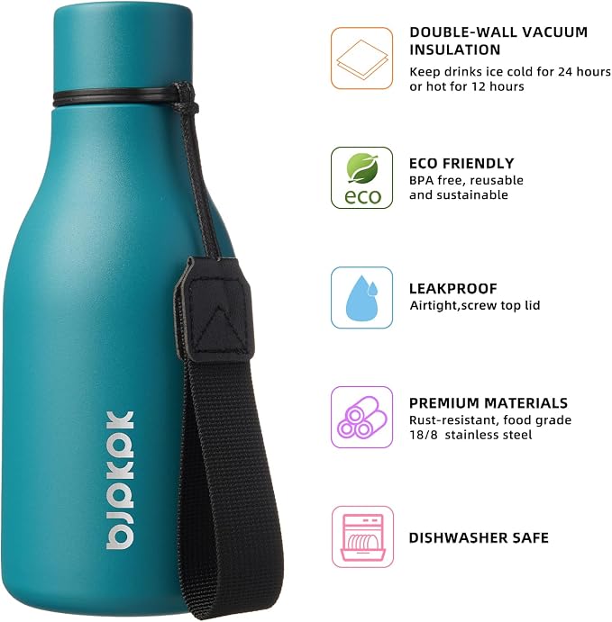 BJPKPK Insulated Water Bottles, 12oz Stainless Steel Metal Water Bottle - Image 2