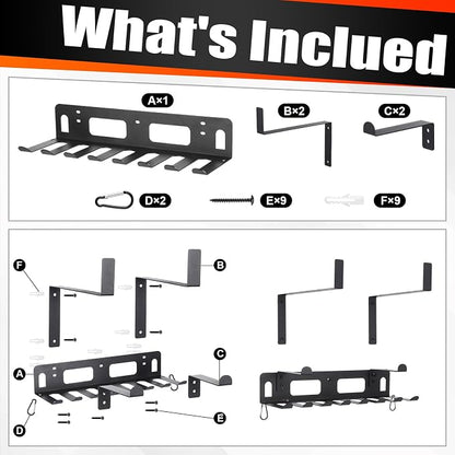 Novabright Gym Storage Rack Resistance Band Rack Multi Purpose Wall Mount - Image 3