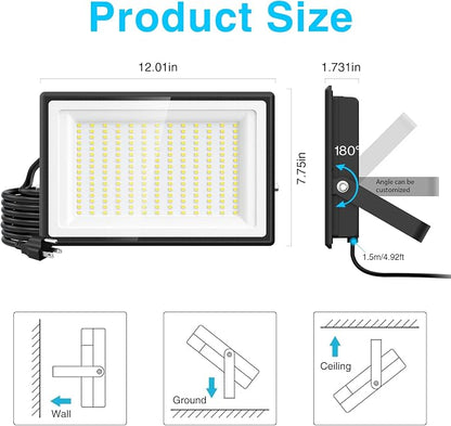 Olafus 2 Pack 200W LED Flood Light Outdoor, 18000LM Super Bright IP66 - Image 9