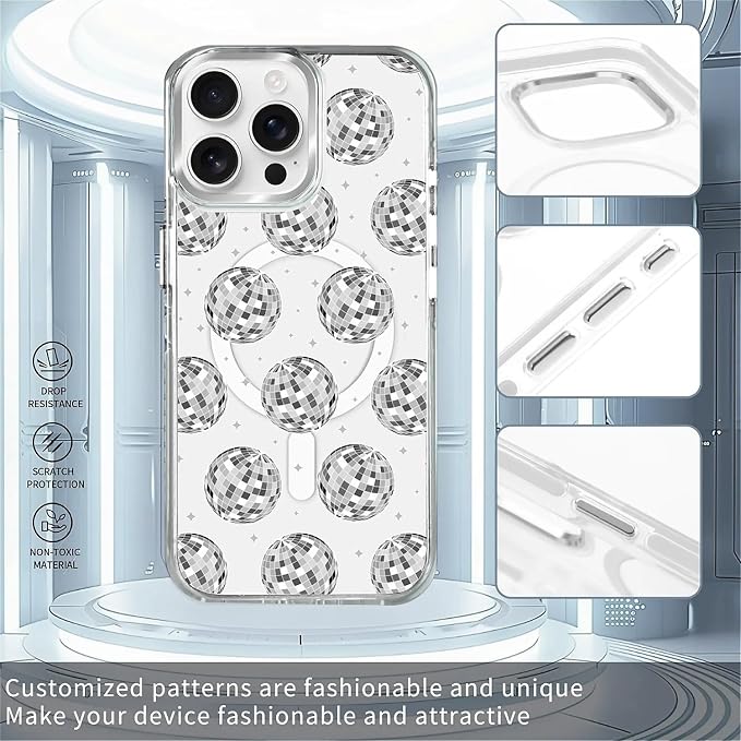 Case for iPhone 14 Pro Max, Disco Ball Grayish White Phone Case Design，for - Image 2