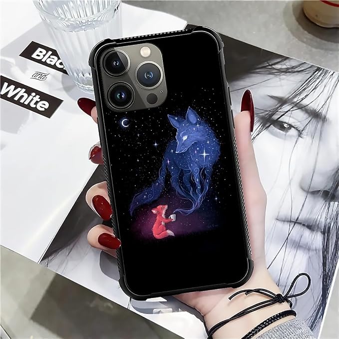 for iPhone 12 Pro Max Case, Galaxy Fox Wolf Pattern Graphic Design Girl Boy - Image 7