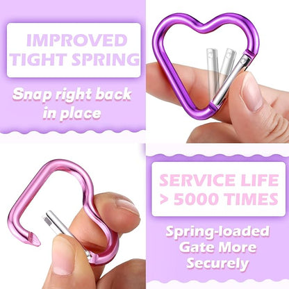 Shimeyao Heart Keychain Clips Bulk, Aluminum Alloy Snap Heart Shaped Carabiner - Image 3