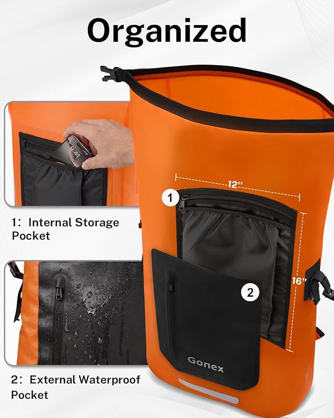 Gonex Ultralight Waterproof TPU Backpack, 55L Roll Top Dry Bag - Image 5