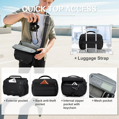 RAINSMORE Camera Bag, Small DSLR/SLR/Mirrorless Camera Sling Bag Waterproof - Image 3