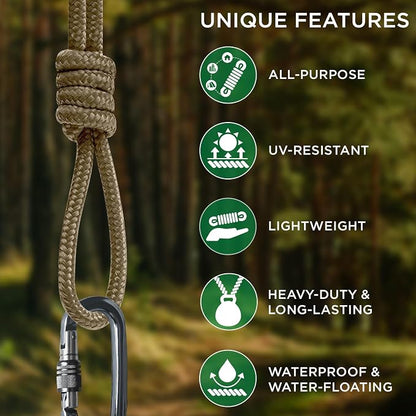 TECEUM Rope – 90 Feet x 1/4 Inch – Coyote Brown – Strong All-Purpose Utility - Image 4