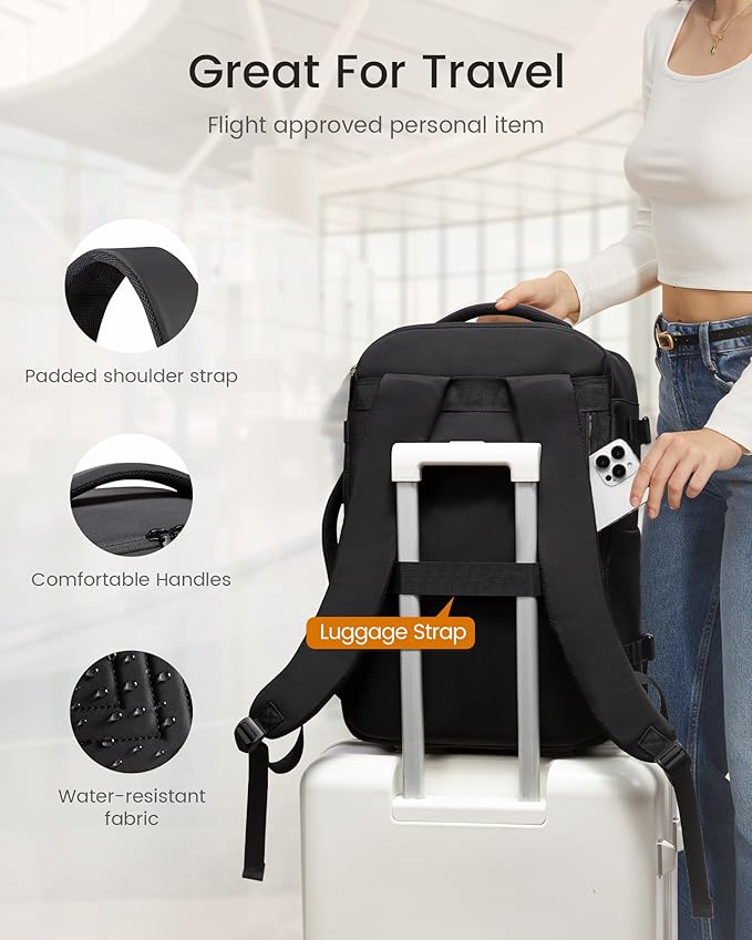 LOVEVOOK 50L Travel Backpack for Women Men, TSA Personal Item Travel Bag Fits - Image 6