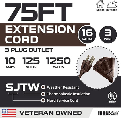 Iron Forge Cable 75ft Brown Outdoor Extension Cord - Image 2