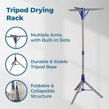 Honey-Can-Do 64-Inch Steel Tripod Clothes Drying Rack, Foldable Collapsible - Image 3